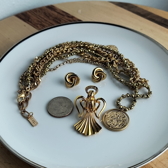 Jewelry Dish Bundle Of 4 Gold Tone Modern Minimalist - Picture 5 of 6